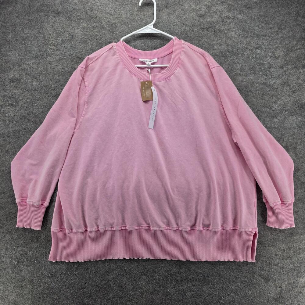 Jane + Delancey Sweatshirt Womens 2X Pink Pullover Oversized Fleece Crew Neck